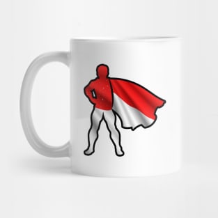 Indonesian Hero Wearing Cape of Indonesia Flag Hope and Peace Unite in Indonesia Mug